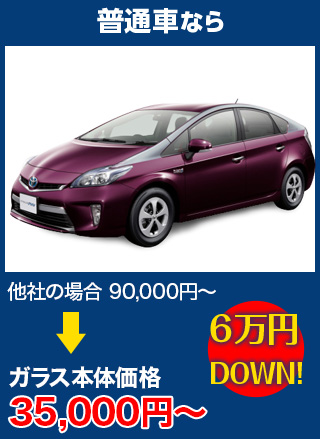 普通車なら、他社の場合90,000円～のところを株式会社EIGHTなら35,000円～　6万円DOWN！